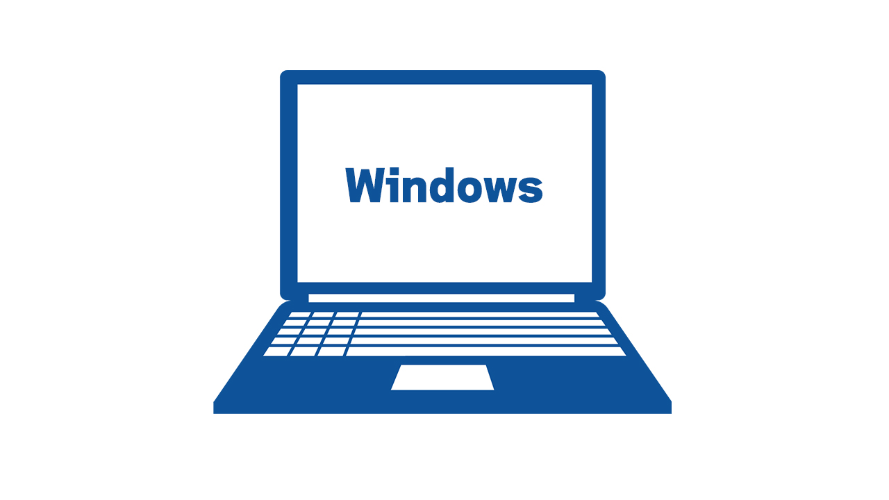 ノートパソコンの画面に表示された「Windows」の文字